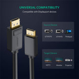 Cablu audio UGREEN Video Cable DP102 (10211), DP to DP, Universal, pentru Laptop, TV, High Definition, 4K@60Hz, 1.2V, 2m, negru