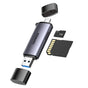 Adaptor UGREEN, Card Reader Cm185 50706 OTG USB-C to SD TF Card Plug Play 5gb S 2tb Koff A3d2de, Gri