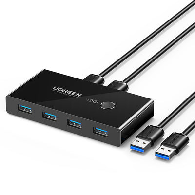 Hub USB UGREEN Docking station Sharing Switch Box US216 (30768), 4x USB-A, 2x USB Cable, Plug & Play, LED, 5Gb/s, 1.5m, negru