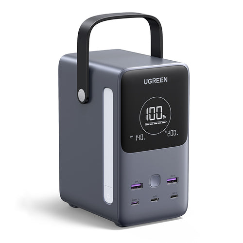 Baterie externa UGREEN PB770 (25286), Incarcare rapida, Afisaj digital, 48000mAh, 2x USB, 3x Type-C, 300W, QC, PD, 5V/3A, gri