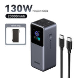 Baterie externa UGREEN PB721 (35524B), cu Afisaj digital, Incarcare rapida, 20000mAh, USB, 2x Type-C, 130W, QC, PD, 5V/3A, gri