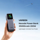 Baterie externa UGREEN PB722 (35525B), Incarcare rapida, Afisaj digital, 25000mAh, USB, 2x Type-C, 200W, QC, PD, 5V/3A, gri
