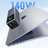 Baterie externa UGREEN PB722 (35525B), Incarcare rapida, Afisaj digital, 25000mAh, USB, 2x Type-C, 200W, QC, PD, 5V/3A, gri