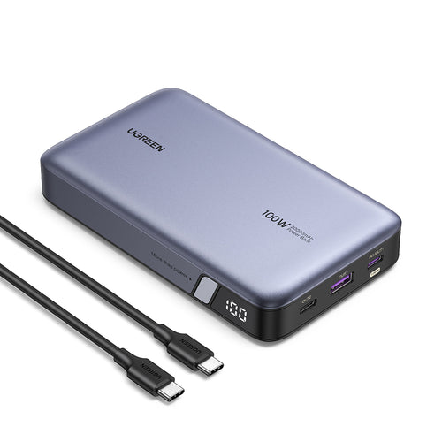 Baterie externa UGREEN PB720 (25188), Two-way Incarcare rapida, Afisaj digital, 20000mAh, USB, Type-C, 100W, 5V/3A, negru