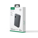 Baterie externa UGREEN PB312 (25683), Incarcare rapida, Afisaj digital, 20000mAh, 2x USB, 2x Type-C, PD3.0, 5V/3A, negru