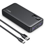 Baterie externa UGREEN PB312 (25683), Incarcare rapida, Afisaj digital, 20000mAh, 2x USB, 2x Type-C, PD3.0, 5V/3A, negru