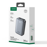 Baterie externa UGREEN PB502 (25185), Incarcare rapida, cu Afisaj digital, 10000mAh, USB, Type-C, 30W, 5V/3A, gri