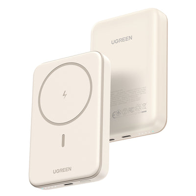 Baterie externa UGREEN Wireless PB561 (25208), MagSafe, Incarcare rapida, 10000mAh, Type-C, PD20W, 5V/3A, bej