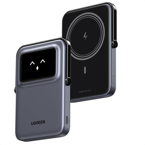 Baterie externa UGREEN PB571 (35605B), cu Afisaj digital, Incarcare rapida, Magnetic, Wireless, 5000mAh, USB-C, 18W, 5V/3A, gri