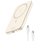 Baterie externa UGREEN PB560 (25207), Incarcare rapida, Wireless, Magnetic, 5000mAh, USB-C, 15W, 5V/3A, cu Type-C Cablu, bej