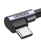 Cablu UGREEN de date Right Angle US284 (50942), USB to Type-C, Incarcare rapida, 18W, 3A, 480Mbps, QC3.0, 2m, gri