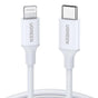 Cablu UGREEN de date US171 (10493), pentru iPhone, iPad, Incarcare rapida, USB-C to Lightning, 3A, 480Mbps, MFI Certified, 1m, alb