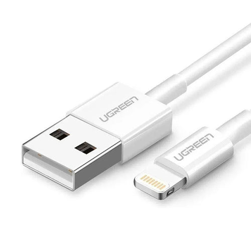 Cablu UGREEN de date US155 (20728), pentru iPhone, iPad, iPod, USB to Lightning, 5V/2.4A, 480Mbps, MFi Ceritified, 1m, alb