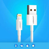 Cablu UGREEN de date US155 (20728), pentru iPhone, iPad, iPod, USB to Lightning, 5V/2.4A, 480Mbps, MFi Ceritified, 1m, alb