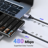 Cablu UGREEN de date US288 (60126), USB to Type-C, Incarcare rapida, 3A, 18W, 480Mbps, Nylon Braided, 1m, negru