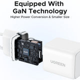 Incarcator retea UGREEN X512 (55554), USB-C, GaN, Incarcare rapida, 20W, PD3.0, QC4, 3A, alb