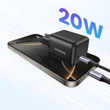 Incarcator retea UGREEN X512 (55553), USB-C, GaN, Incarcare rapida, 20W, PD3.0, QC4, 3A, negru