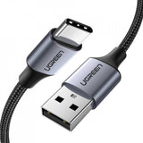 Cablu UGREEN de date US288 (60126), USB to Type-C, Incarcare rapida, 3A, 18W, 480Mbps, Nylon Braided, 1m, negru