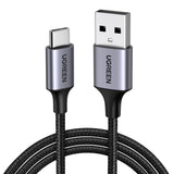 Cablu UGREEN de date US288 (60126), USB to Type-C, Incarcare rapida, 3A, 18W, 480Mbps, Nylon Braided, 1m, negru