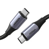 Cablu UGREEN de date US355 (80150), Type-C, Incarcare rapida, 100W, 5A, 4K, 10Gbps, Smart Chip, Audio-Video, Nylon, 1m, negru