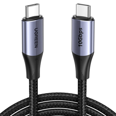 Cablu UGREEN de date US355 (80150), Type-C, Incarcare rapida, 100W, 5A, 4K, 10Gbps, Smart Chip, Audio-Video, Nylon, 1m, negru
