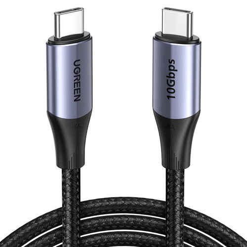 Cablu UGREEN de date US355 (80150), Type-C, Incarcare rapida, 100W, 5A, 4K, 10Gbps, Smart Chip, Audio-Video, Nylon, 1m, negru