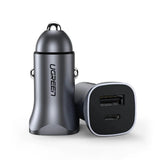 Incarcator auto UGREEN CD130 (40858), Incarcare rapida, Type-C, USB, 30W, 5V/3A, PD3.0, negru