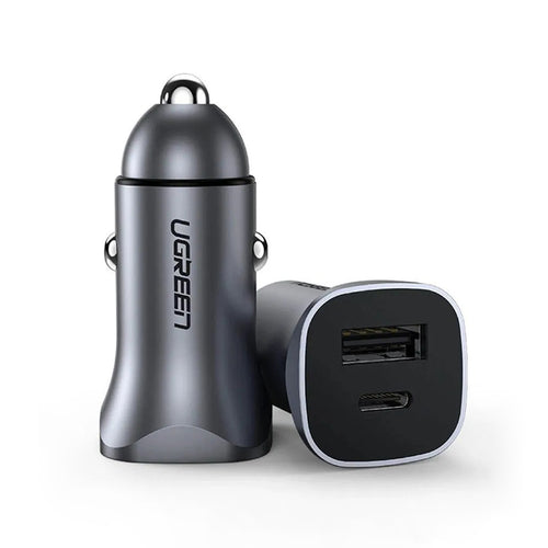 Incarcator auto UGREEN CD130 (40858), Incarcare rapida, Type-C, USB, 30W, 5V/3A, PD3.0, negru
