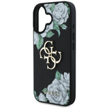 Husa pentru iPhone 16, Guess Hardcase 4G Grained Roses Big Logo (GUHCP16SPGROP4MK), negru
