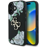 Husa pentru iPhone 16, Guess Hardcase 4G Grained Roses Big Logo (GUHCP16SPGROP4MK), negru