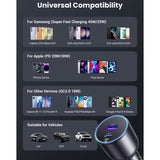Incarcator auto UGREEN EC701 (35023), Incarcare rapida, Type-C, USB, 63W, 3A, PD3.0, QC 3.0, negru