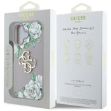 Husa pentru iPhone 16, Guess Hardcase 4G Grained Roses Big Logo (GUHCP16SPGROP4MU), mov