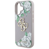 Husa pentru iPhone 16, Guess Hardcase 4G Grained Roses Big Logo (GUHCP16SPGROP4MU), mov