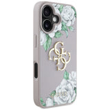 Husa pentru iPhone 16, Guess Hardcase 4G Grained Roses Big Logo (GUHCP16SPGROP4MU), mov
