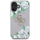 Husa pentru iPhone 16, Guess Hardcase 4G Grained Roses Big Logo (GUHCP16SPGROP4MU), mov
