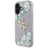 Husa pentru iPhone 16, Guess Hardcase 4G Grained Roses Big Logo (GUHCP16SPGROP4MU), mov