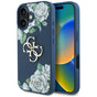 Husa pentru iPhone 16, Guess Hardcase 4G Grained Roses Big Logo (GUHCP16SPGROP4MB), albastru