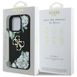 Husa pentru iPhone 16 Pro Max, Guess Hardcase 4G Grained Roses Big Logo (GUHCP16XPGROP4MK), negru