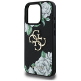 Husa pentru iPhone 16 Pro Max, Guess Hardcase 4G Grained Roses Big Logo (GUHCP16XPGROP4MK), negru