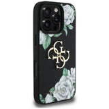 Husa pentru iPhone 16 Pro Max, Guess Hardcase 4G Grained Roses Big Logo (GUHCP16XPGROP4MK), negru