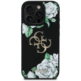 Husa pentru iPhone 16 Pro Max, Guess Hardcase 4G Grained Roses Big Logo (GUHCP16XPGROP4MK), negru
