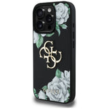 Husa pentru iPhone 16 Pro Max, Guess Hardcase 4G Grained Roses Big Logo (GUHCP16XPGROP4MK), negru