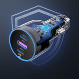 Incarcator auto UGREEN EC705 (35025), pentru Phone, Laptop, Tablet, Incarcare rapida, LED Light, 2x USB-C, USB, 130W, gri