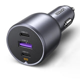 Incarcator auto UGREEN EC705 (35025), pentru Phone, Laptop, Tablet, Incarcare rapida, LED Light, 2x USB-C, USB, 130W, gri
