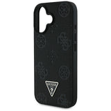 Husa pentru iPhone 16, Guess Peony Grained Hot Stamp Triangle MagSafe (GUHMP16SPGBTMK), negru