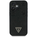 Husa pentru iPhone 16, Guess Peony Grained Hot Stamp Triangle MagSafe (GUHMP16SPGBTMK), negru