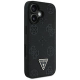 Husa pentru iPhone 16, Guess Peony Grained Hot Stamp Triangle MagSafe (GUHMP16SPGBTMK), negru