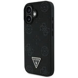 Husa pentru iPhone 16, Guess Peony Grained Hot Stamp Triangle MagSafe (GUHMP16SPGBTMK), negru
