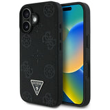 Husa pentru iPhone 16, Guess Peony Grained Hot Stamp Triangle MagSafe (GUHMP16SPGBTMK), negru