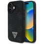 Husa pentru iPhone 16, Guess Peony Grained Hot Stamp Triangle MagSafe (GUHMP16SPGBTMK), negru
